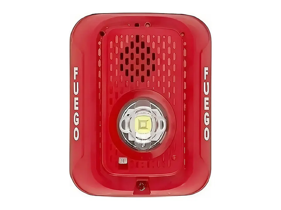 Fire-Lite P2RLED-SP - System Sensor. Sirena con luz estroboscópica LED de pared, color rojo. En español 1