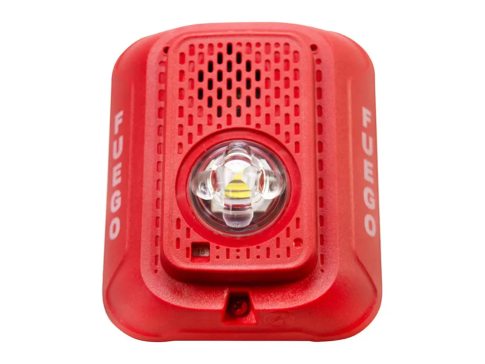 Fire-Lite P2RLED-SP - System Sensor. Sirena con luz estroboscópica LED de pared, color rojo. En español 4
