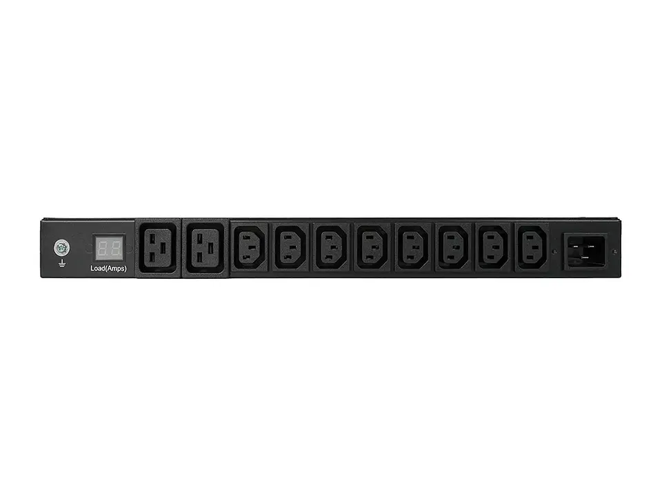 Tripp Lite PDUMH20HV - PDU con medidor digital monofásico de 3.2-3.8 kW, 200-240 V (8 C13 & 2 C19), adaptador C20 / L6-20P, cable de 3,6 m (12 pies), para instalación en rack de 1U 1