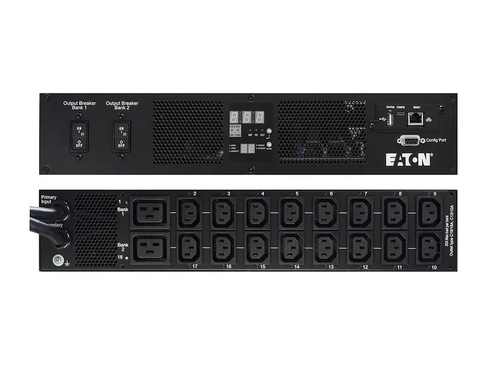 Tripp Lite PDUMH32HVATNET - PDU Monofásico Controlable / ATS de 7.4kW, Interfaz de Red de Plataforma LX, Tomacorrientes de 230V (16 C13 y 2 C19), 2 Entradas IEC-309 32A Azul, para instalación en 2U 3