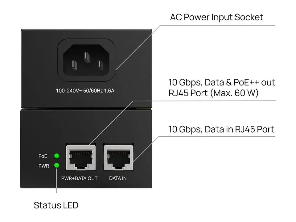 TP-Link Omada POE370S - Inyector PoE++ Omada - 60W 3