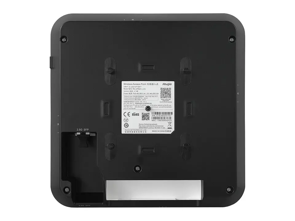 Access Point interior Wi-Fi 6, doble radio, 2.97Gbps, 1 puerto RJ45 10/100/1000, soporta PoE+ y fuente externa. No incluye fuente 2