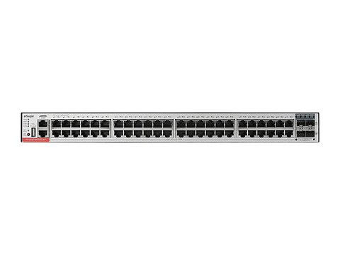 Ruijie RG-CS83-48GT4XS-P - Switch administrable capa 3, 48 puertos RJ45 1Gbps y 4 puertos SFP+ 1G/10G, PoE y PoE+ 370W,fuente y ventiladores fijos, apilable, para rack de 19"