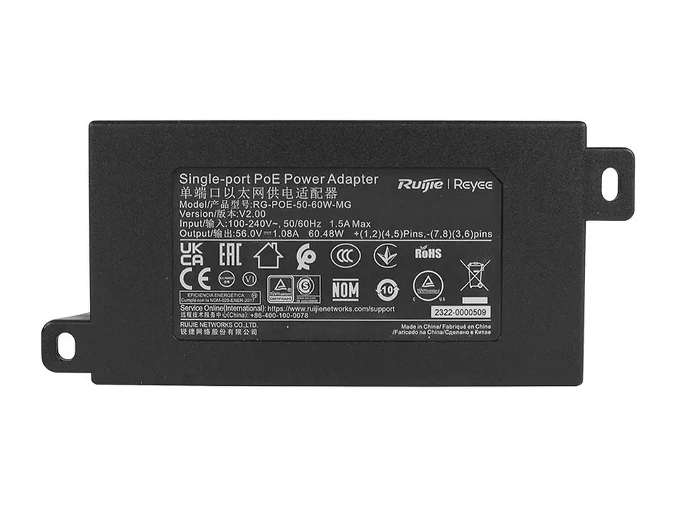 Ruijie RG-POE-50-60W-MG - Inyector PoE 25000Base-T, 50W, 60W 2
