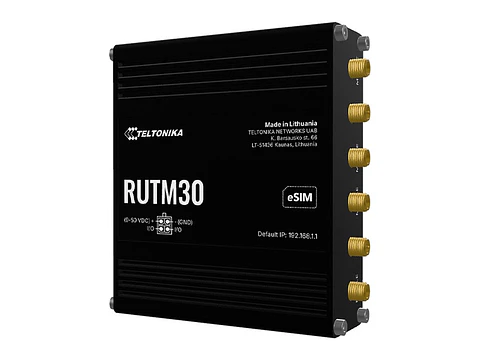 Teltonika RUTM30 - Router Industrial, 5G hasta 3.4 Gbps, 1 x eSIM, 2 x SIM, 2 puertos 10/100/1000, Wi-Fi 5 de doble banda, PoE pasivo, carcasa de aluminio IP30, incluye PSU