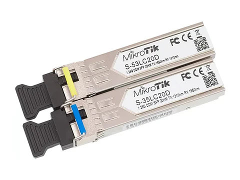 MikroTik S-3553LC20D - Pair Of SFP Modules, S-35LC20D (1.25G Sm 20KM T1310NM/R1550NM) + S-53LC20D (1.25G Sm 20KM T1550NM/R1310NM)