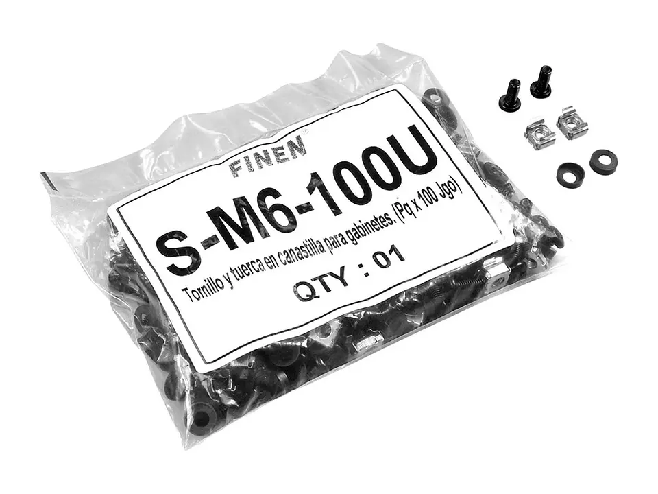 Finen S-M6-100U - Tornillo y tuerca en canastilla para gabinetes. (Pq x 100 Jgo) 3