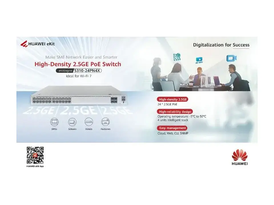 Huawei S310-24PN4X - Switch 24P 2.5G PoE 4SFP+ L2+ Gestionado Rack 1U 3