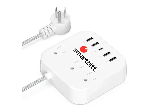SmartBitt SBSS-B3-5U - Supresor de Picos con 3 Tomas + 4 USB + 1 Tipo C, 1625J