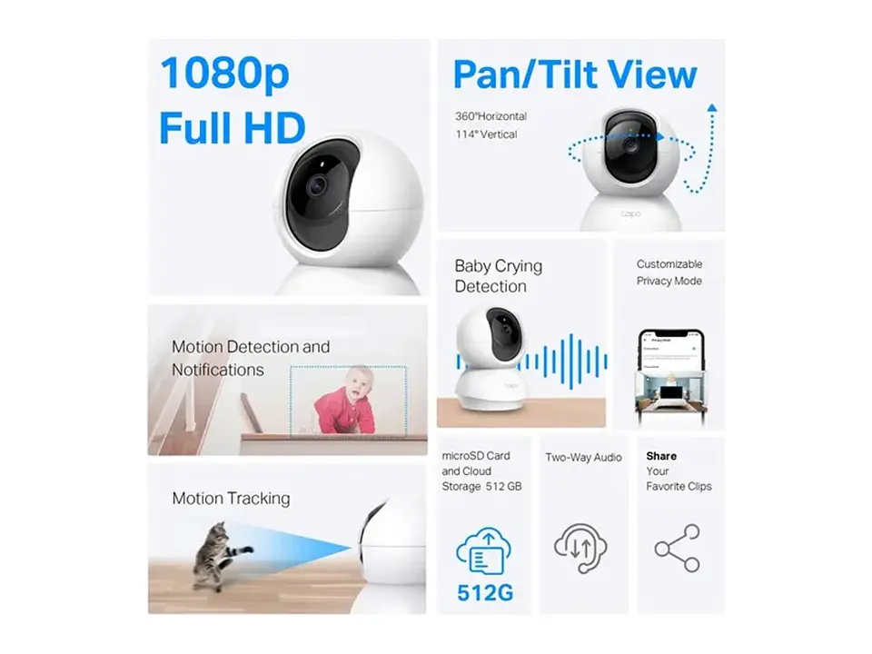 camara Tapo interior wifi 2MP 1920x1080 Full HD 4