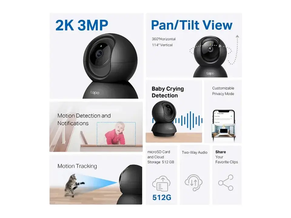 camara Tapo interior wifi 3MP 2304x1296 2K 1