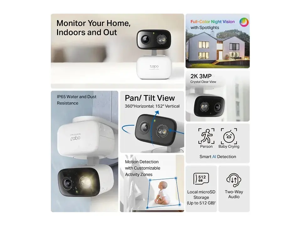camara Tapo interior y exterior wifi 3MP 2304x1296 2K 4