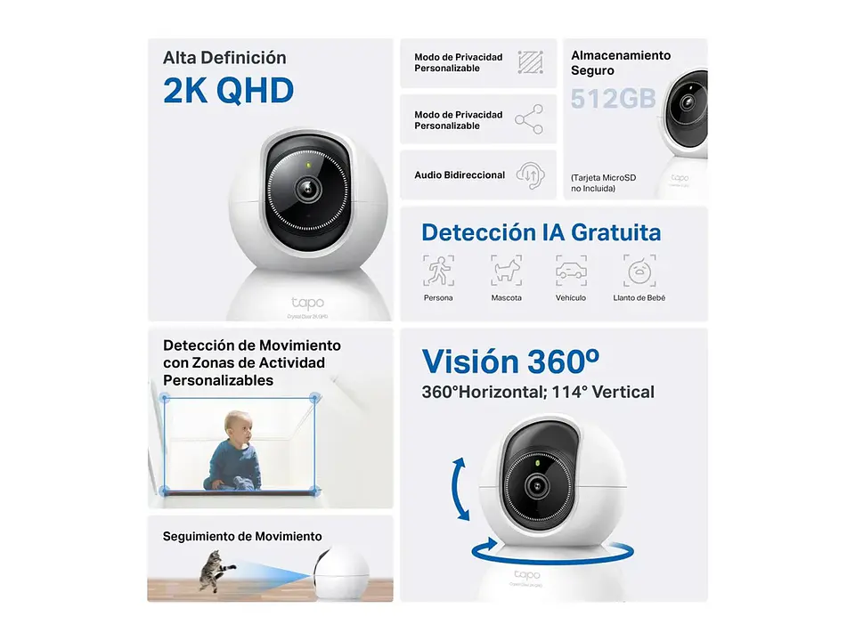 camara Tapo interior wifi 4MP 2560x1440 2K QHD 2