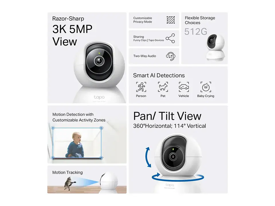 camara Tapo interior wifi 5MP 2880x1620 3K 3
