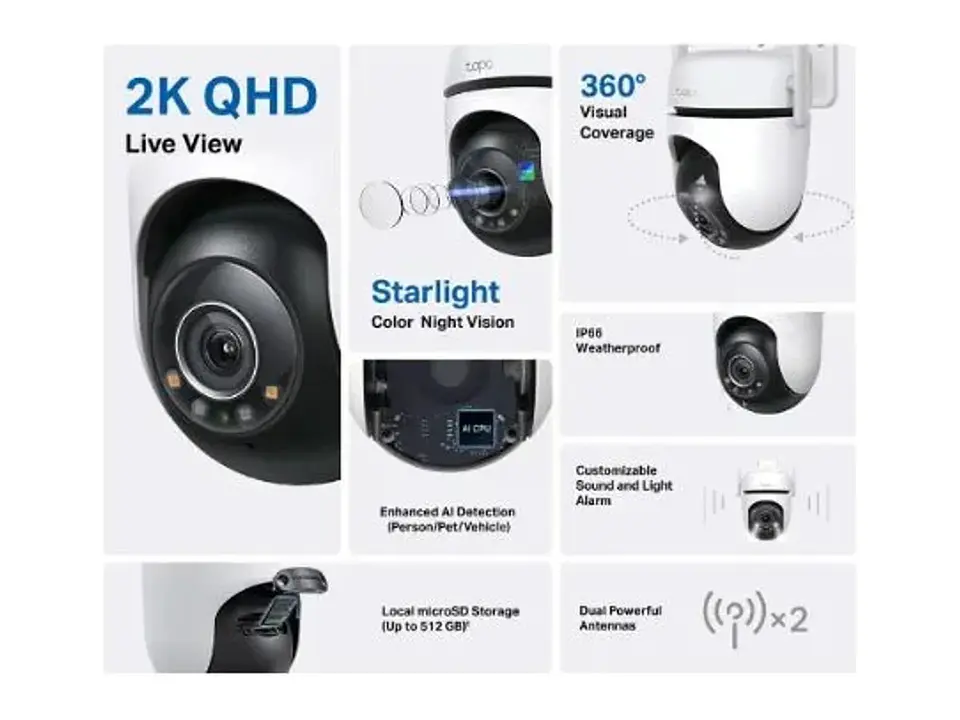 camara Tapo exterior wifi y ethernet 4MP 2560x1440 2K QHD 3