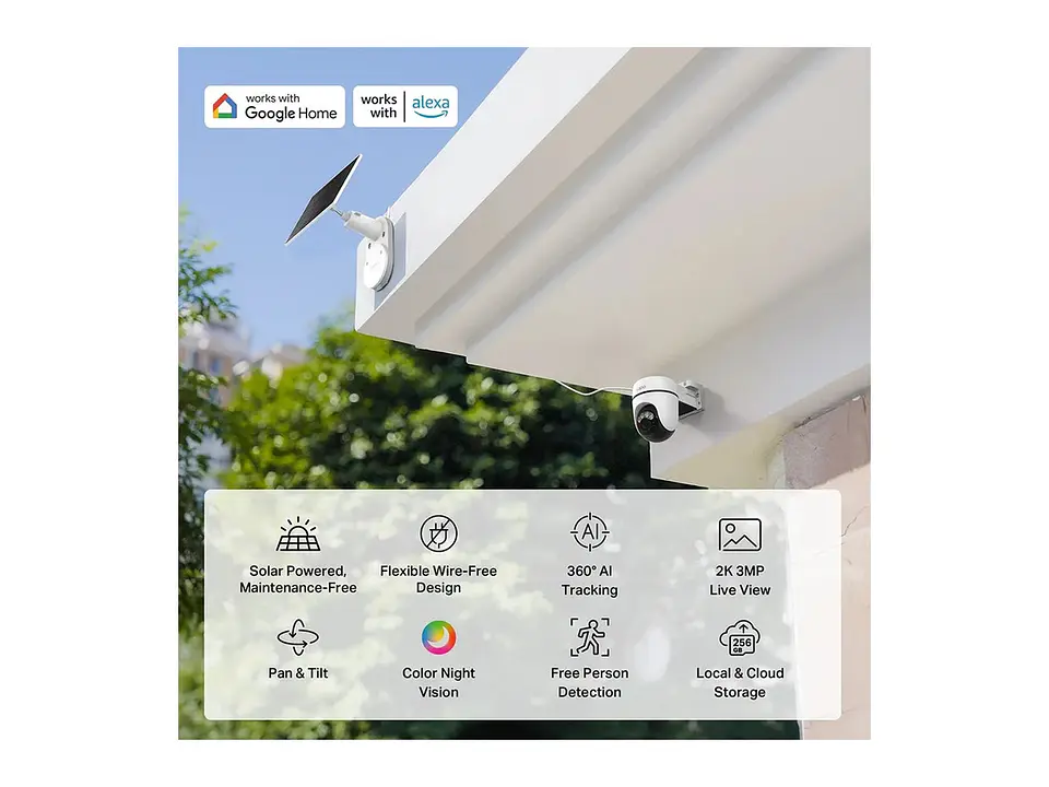 camara Tapo exterior wifi 3MP 2304x1296 2K + PANEL SOLAR 4