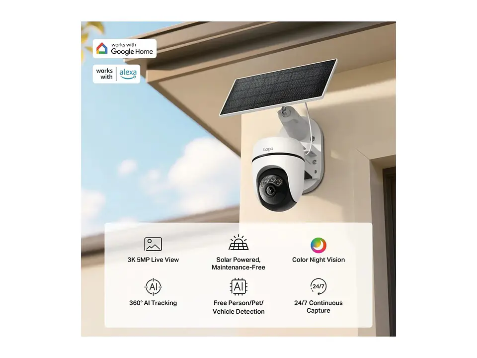 camara Tapo exterior wifi 5MP 2880x1620 3K + PANEL SOLAR 4