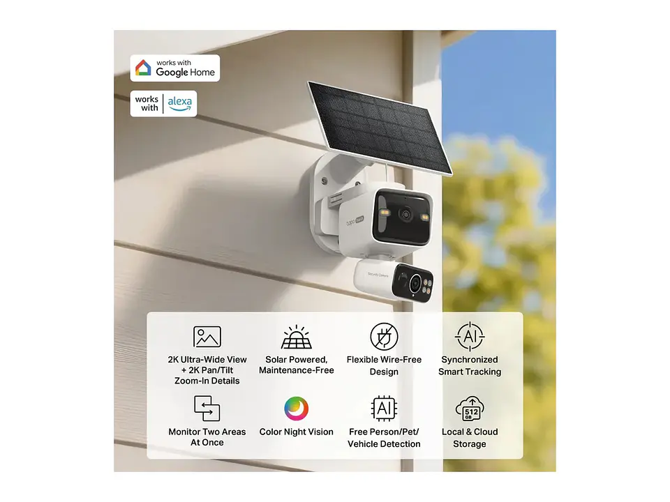 camara Tapo exterior wifi DOBLE LENTE 3MP 2304x1296 2K + PANEL SOLAR 4