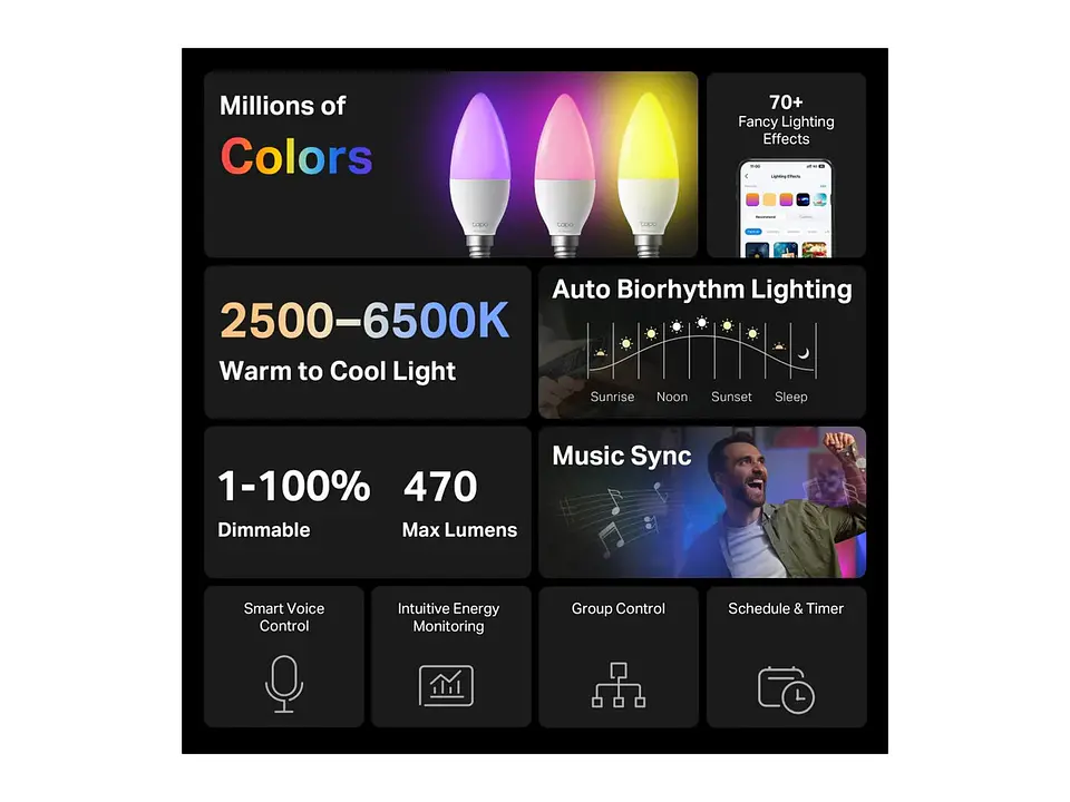 foco inteligente wifi multicolor E14 2