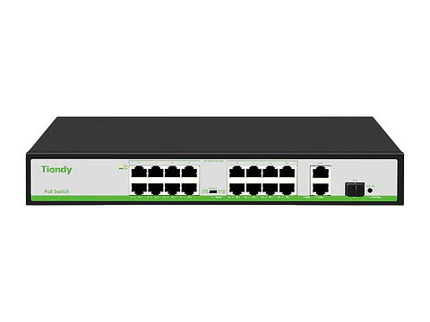 Tiandy TC-P3S019-H-1621-AT-180 - Switch 16 puertos PoE (10/100) + 2 puertos Ethernet 1Gb + 1 SFP 1Gb