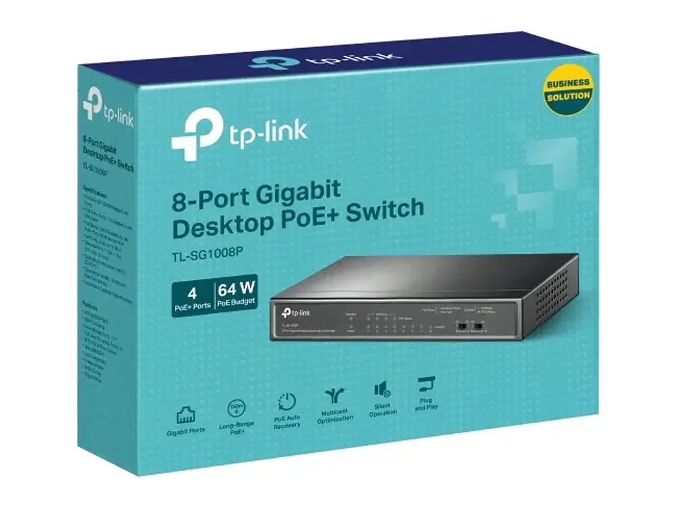 TP-Link TL-SG1008P - Switch no administrable, 8 puertos Gigabit, 4 PoE+ 64W 3