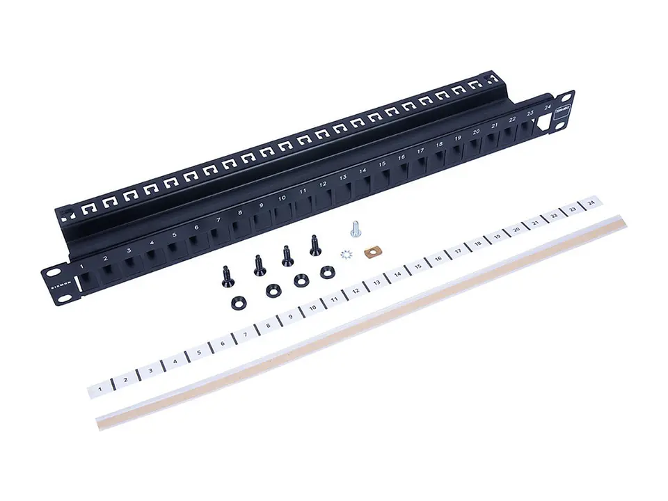 Siemon TM-PNLZ-24-01 - Patch Panel TERA Modular 24 Puertos Blindado 1-RU (Para Jacks Cat6A y Cat 7A) Color negro 1