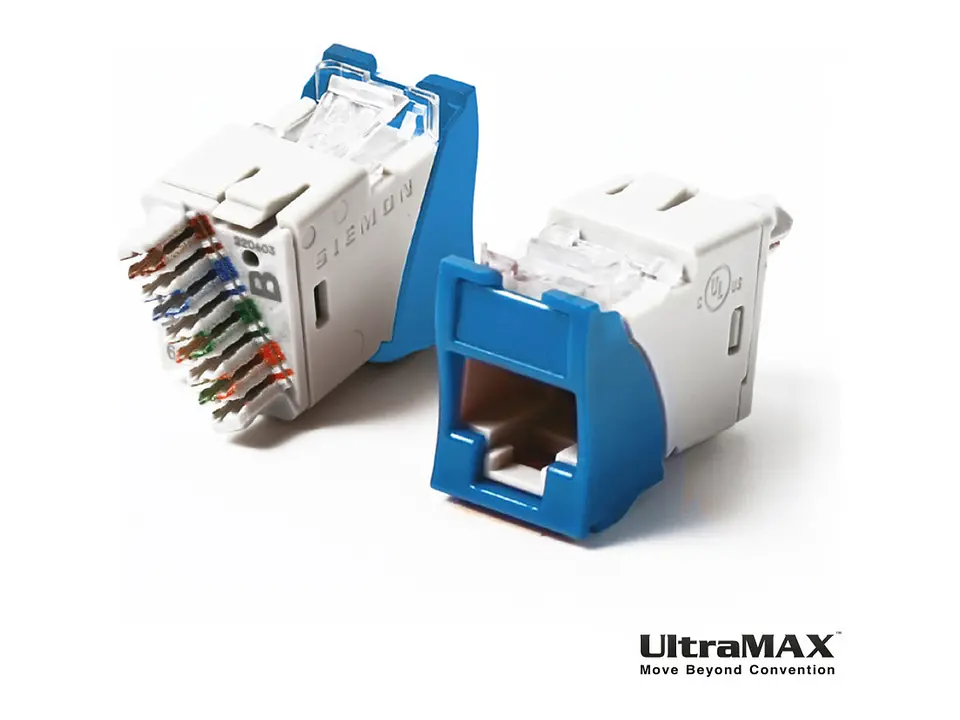 Siemon U6-H06NB - Jack RJ-45 Cat6 UltraMAX para Placas Plano/Angular color Azul (No incluye íconos Z-ICON-**B) 1