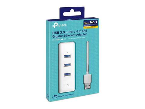 TP-Link UE330 - Adaptador USB a Ethernet Gigabit + Hub USB 3.0 (3 puertos)