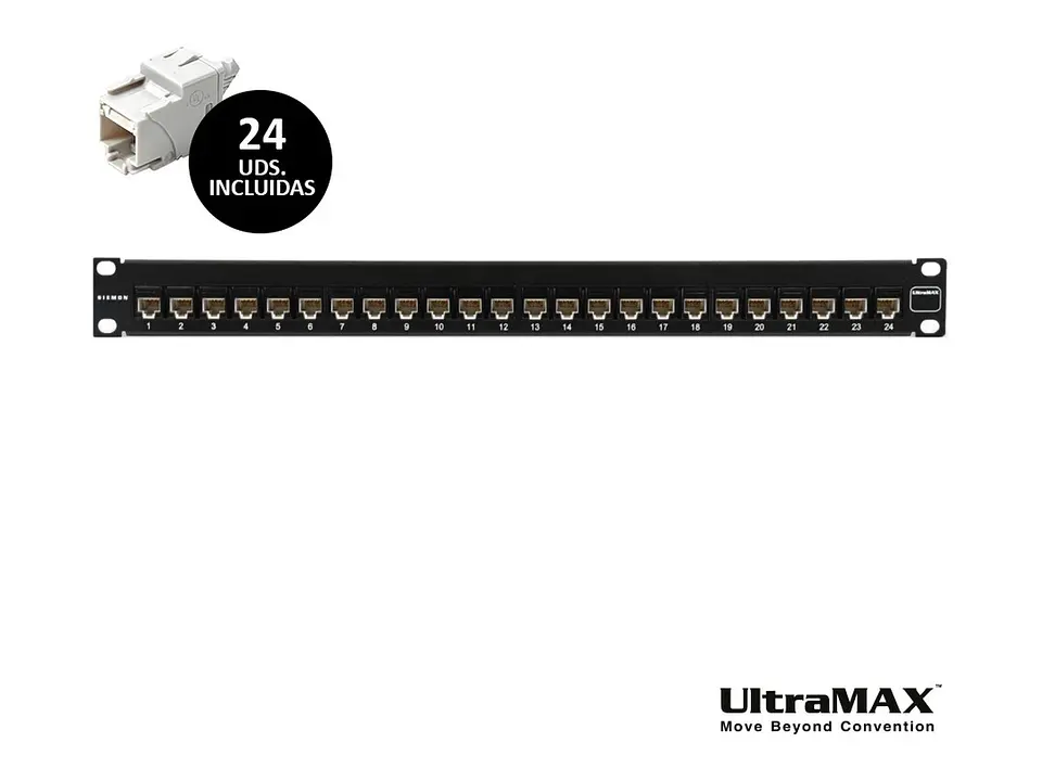 Siemon UP6-F1-24K-RS - Patch Panel Modular 24 Puertos UltraMAX Cat6 (Incluye 24 Jacks U6-P00NB) 2