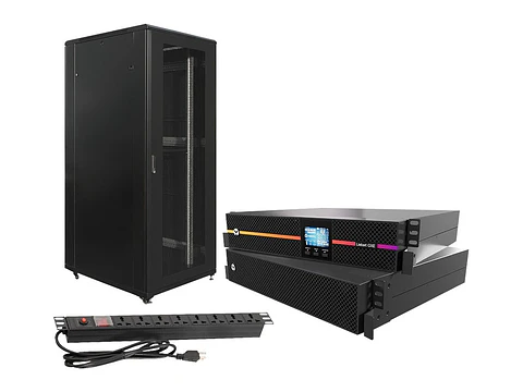 Vertiv UPS3K-GAB-PDU - Solución de UPS de 3kva + GABINETE de 42RU + PDU. Incluye: GXE3-3000IRT2UXL + F1-A38042 + PDU08-H1U-3.0