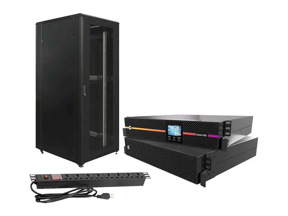 Vertiv UPS3K-GAB-PDU - Solución de UPS de 3kva + GABINETE de 42RU + PDU. Incluye: GXE3-3000IRT2UXL + F1-A38042 + PDU08-H1U-3.0 3