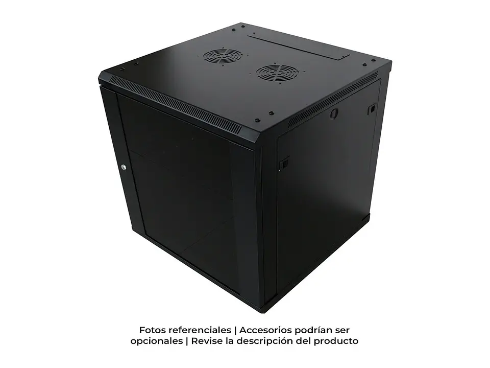 LinkBasic WCB12-66-BAA - Gabinete de Pared 12-RU 635 x 600 x 600mm (Puerta c/Vidrio de Seguridad y Paneles Laterales Desmontables) 1