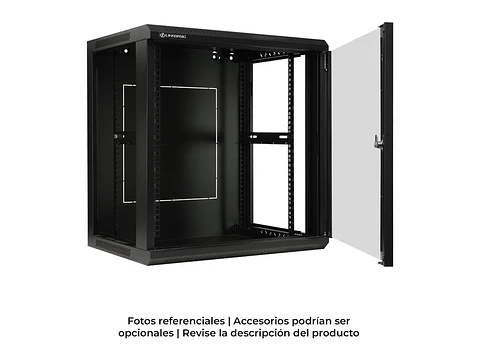 LinkBasic WCE12-645-BAA-C - Gabinete de Pared 12-RU 635 x 600 x 450mm (Puerta c/Vidrio de Seguridad y Paneles Laterales Desmontables)