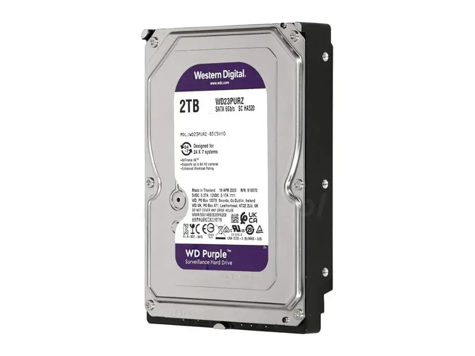 Western Digital WD23PURZ - Disco duro WD Purple, 2TB, SATA 6.0 Gb/s, 64MB Cache, 5400 rpm, 3.5