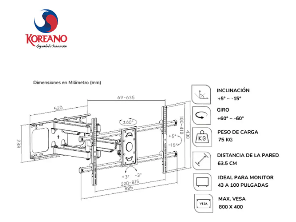 Rack Movible para TV de 43 a 100 Pulgadas – PK120 2