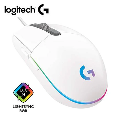 Mouse Logitech G203 Lightsync Optical 8000 DPI RGB White (910-005791)