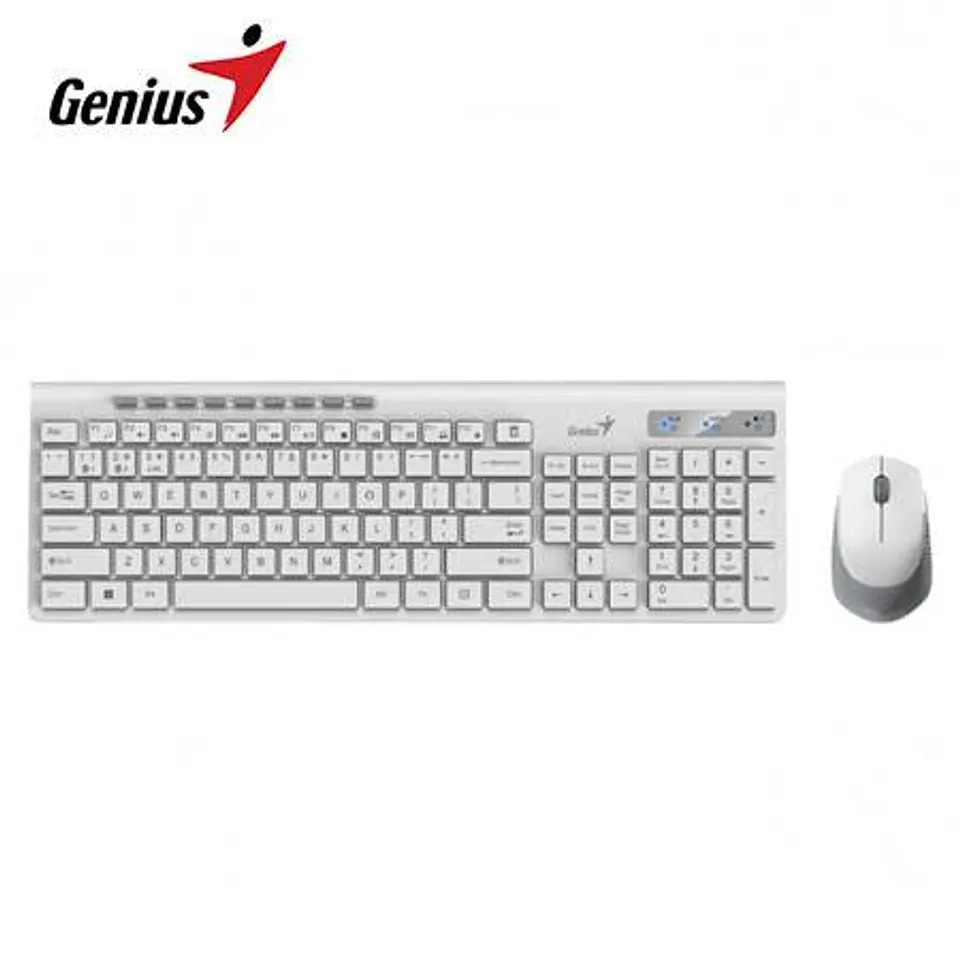 Teclado Genius + Mouse Dual Wireless/bt Slimstar 8230 AI Copilot Multimedia Sp White (31340015401) 1