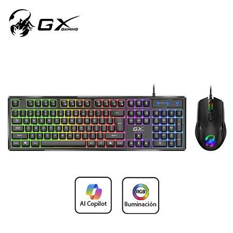 Teclado Genius + Mouse Gx Scorpion KM-GX6 AI Copilot Gaming RGB 19 Teclas Anti-ghosting 3200DPI Black (31330010401)