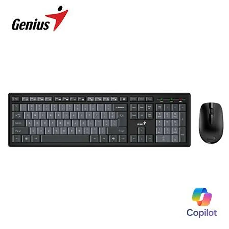 Teclado Genius + Mouse Wireless KM-8200 AI Copilot Multimedia Sp Black/grey (31340003420) 1