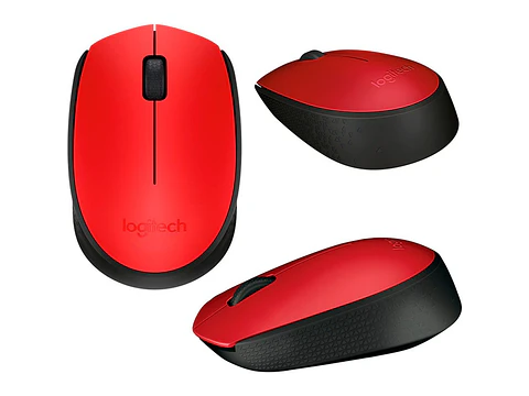 Logitech 910-004941 - Mouse óptico inalámbrico M170, ambidiestro, receptor USB, 2.4 GHz, Rojo