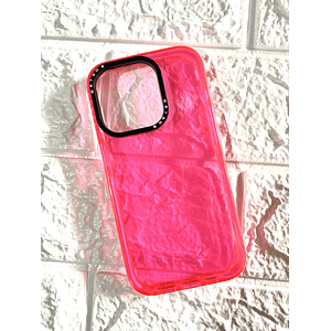Carcasa Clear Color Fucsia Iphone 14