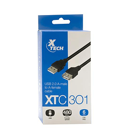 CABLE XTECH USB 2.0 MACHO A HEMBRA 1.8 METROS 
