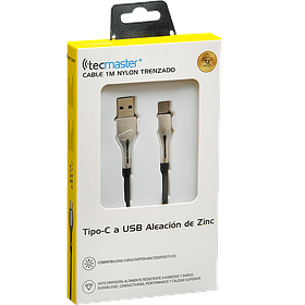 CABLE TECMASTER 1M TIPO-C A USB – ZINC