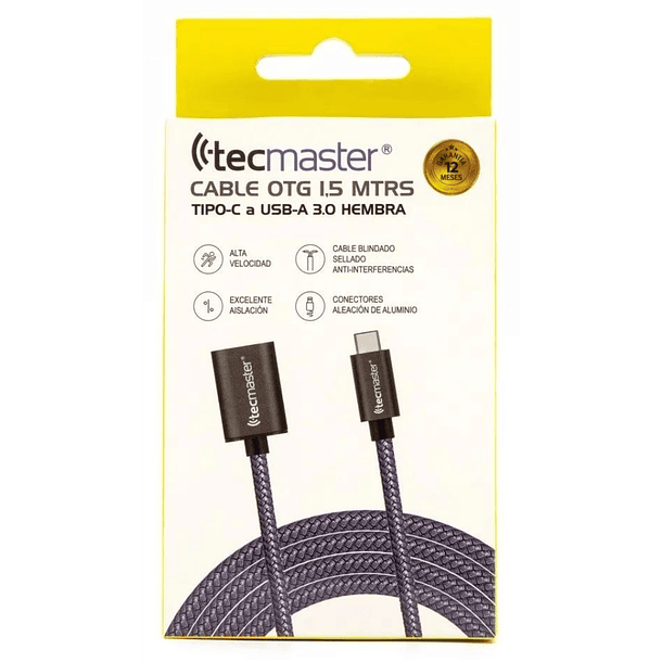 CABLE TECMASTER OTG USB HEMBRA A TYPE-C 2