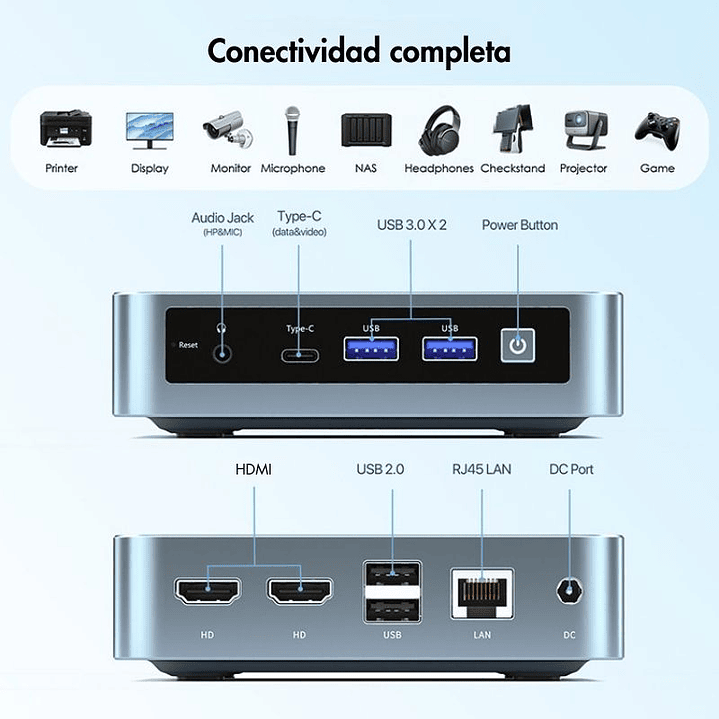 Mini PC Peladn WI-6: Intel N150 (3.6GHz), 16GB RAM, 512GB SSD, Dual 4K, Win 11 6