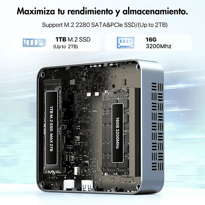 Mini PC Peladn WI-6: Intel N150 (3.6GHz), 16GB RAM, 512GB SSD, Dual 4K, Win 11 5