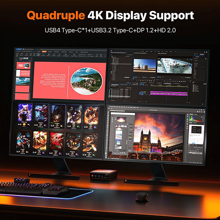 Mini PC Peladn WO4: AMD Ryzen 5 7640HS, 32GB DDR5, 1TB SSD, Radeon 760M, Win 11 Pro 8