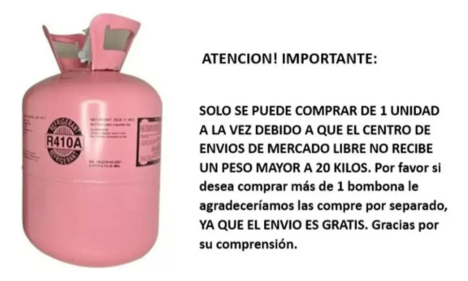 Bombona Gas Refrigerante R 410 11.3k Para Aire Acondicionado 2