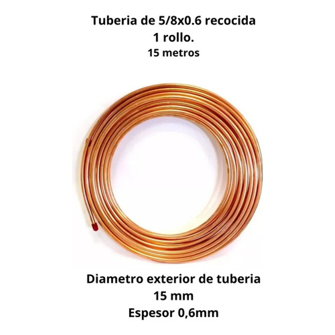 Cañeria O Tuberia De Cobre Recocida Flexible 5/8 15mts (15mm 2