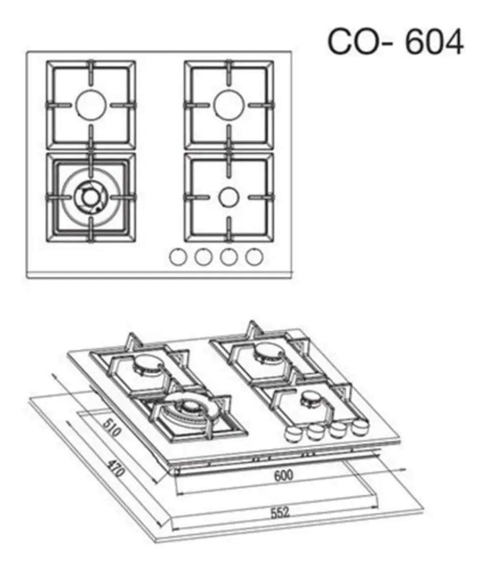 Encimera 4 Platos A Gas Licuado O Gas Natural Ika 3